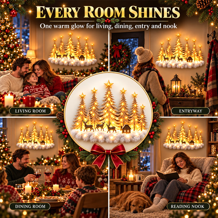 Lighted Christmas Snowy Forest Wall Decor