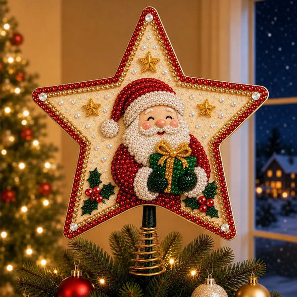 DIY Pearl & Diamond Art Christmas Tree Topper Kit – 8 Festive Designs