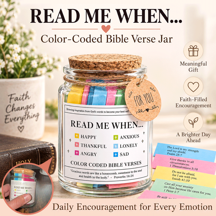 Read Me When Bible Verse Jar – 90 Color-Coded Scripture Cards for Every Emotion