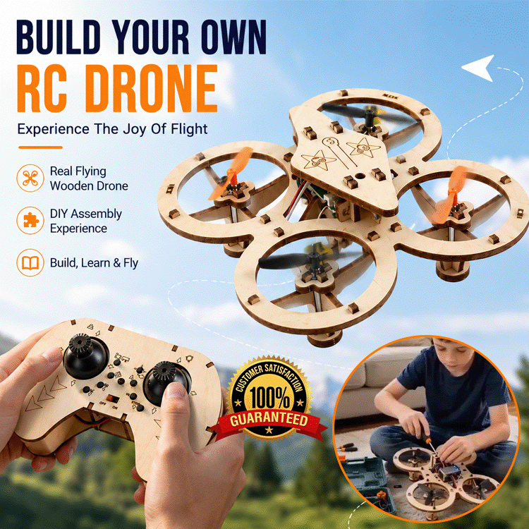 DIY Wooden RC Drone Kit – Hands-On STEM Building Toy For Kids