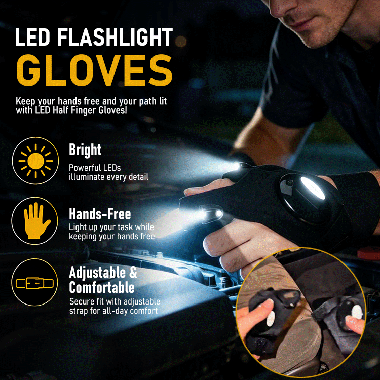 Hands-Free LED Fingertip Work Glove