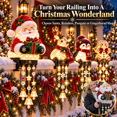 Lighted Christmas Railing Decor
