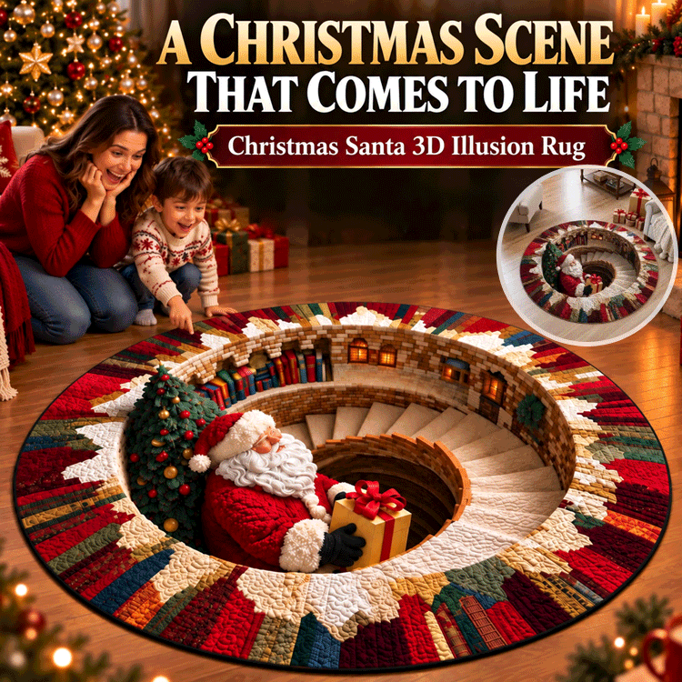 🔥Last Day 50% OFF🎁3D Christmas Illusion Round Rug