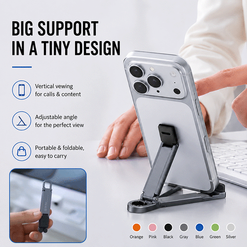 Foldable Aluminum Keychain Phone Stand