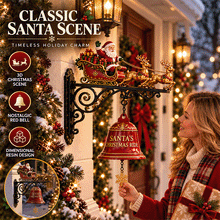 Santa Sleigh & Reindeer Christmas Bell Wall Decor – 3D Holiday Hanging Display