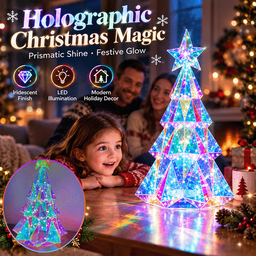 Holographic Christmas Tree & Snowman LED Decor