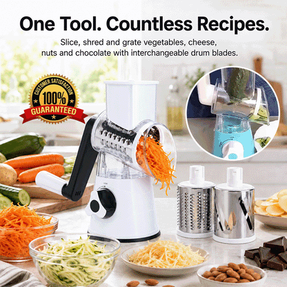 3-in-1 Rotary Vegetable Slicer – Prep Meals Up To 10X Faster