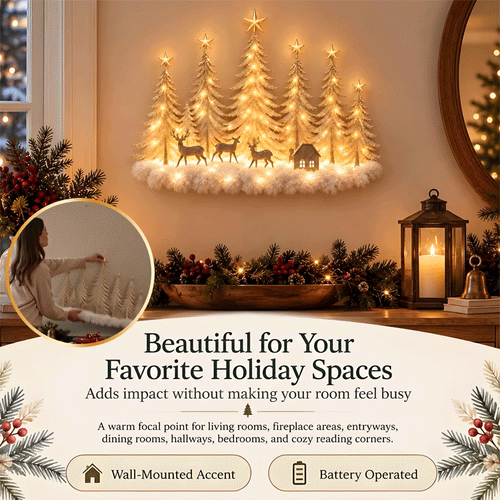 Lighted Christmas Snowy Forest Wall Decor