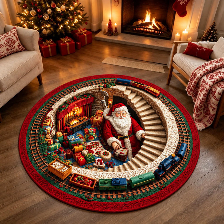 🔥Last Day 50% OFF🎁3D Christmas Illusion Round Rug
