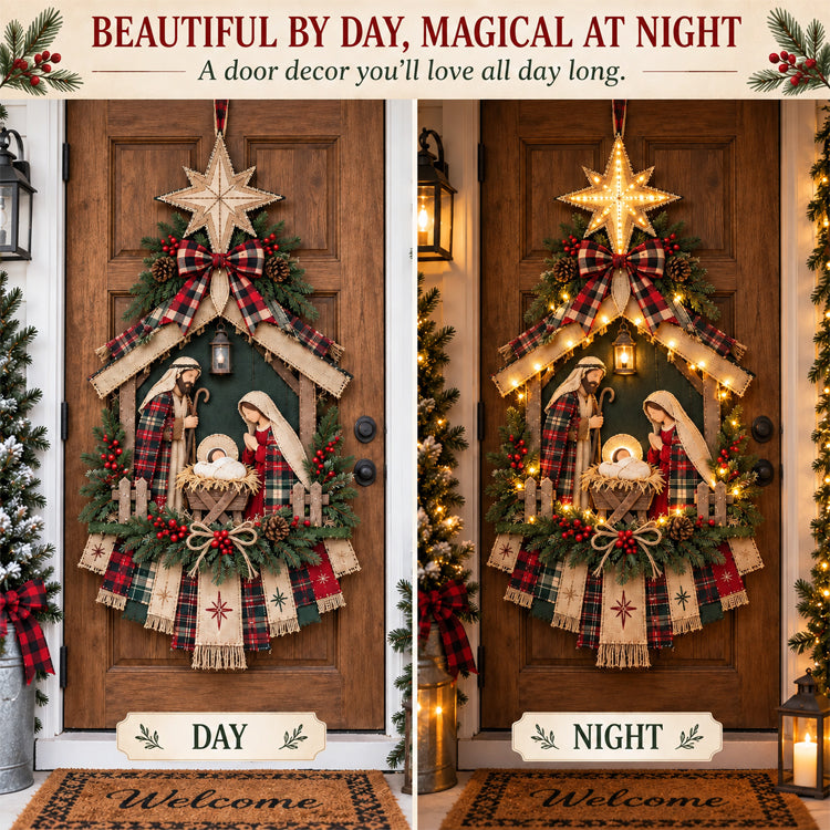 DIY Lighted Christmas Nativity Door Hanging Kit