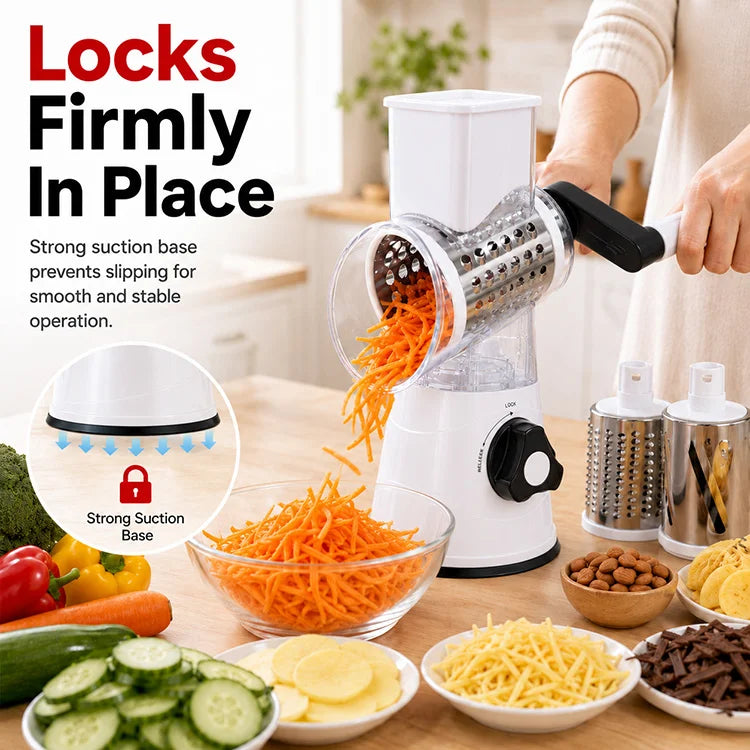 3-in-1 Rotary Vegetable Slicer – Prep Meals Up To 10X Faster