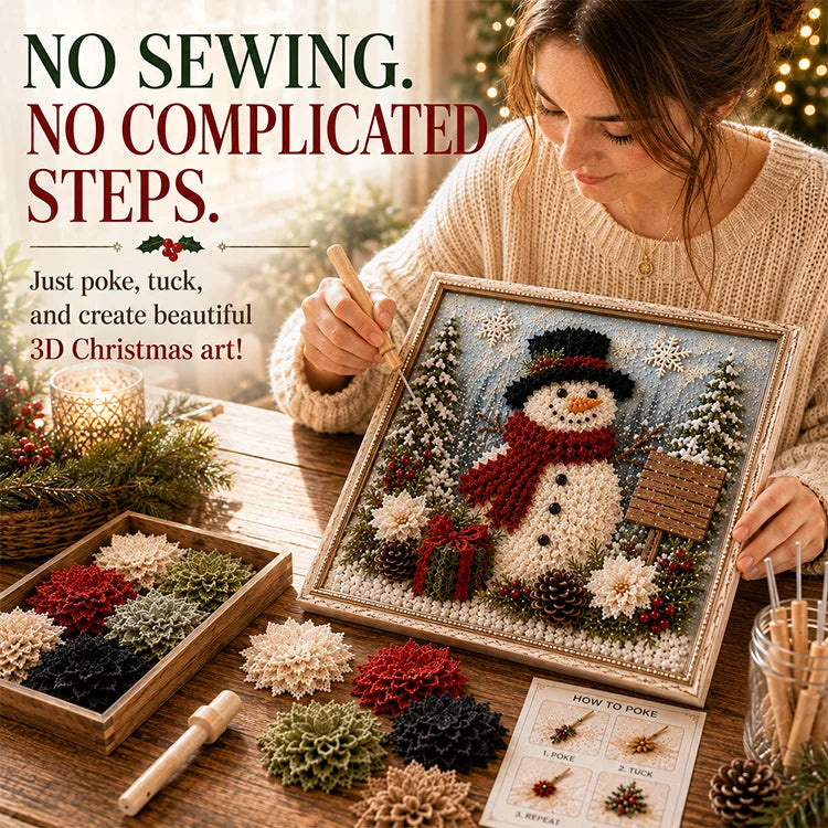 DIY Christmas Fabric Poke Art Kit – 3D Framed Holiday Craft