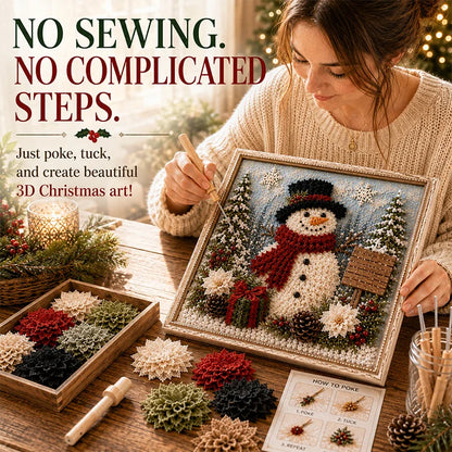 DIY Christmas Fabric Poke Art Kit – 3D Framed Holiday Craft
