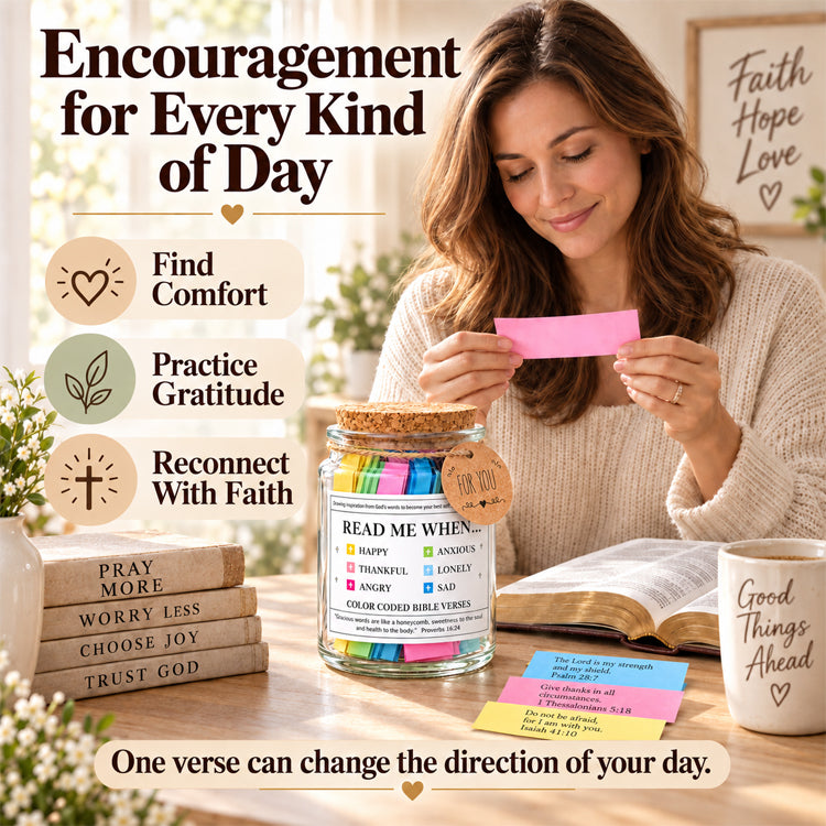 Read Me When Bible Verse Jar – 90 Color-Coded Scripture Cards for Every Emotion