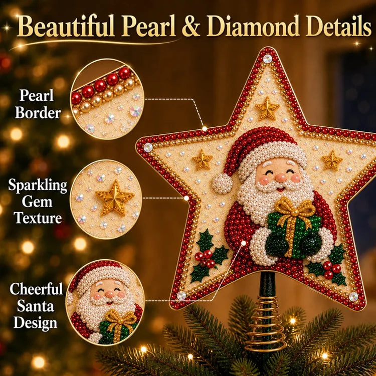 DIY Pearl & Diamond Art Christmas Tree Topper Kit – 8 Festive Designs