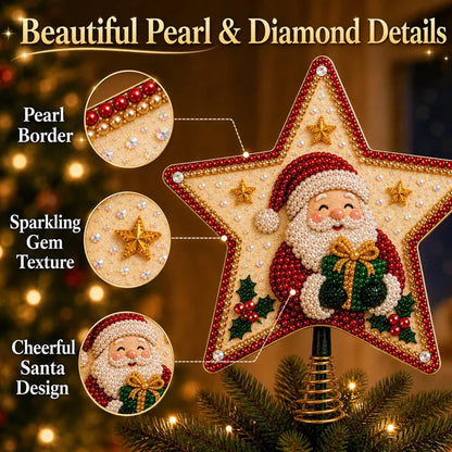 DIY Pearl & Diamond Art Christmas Tree Topper Kit – 8 Festive Designs