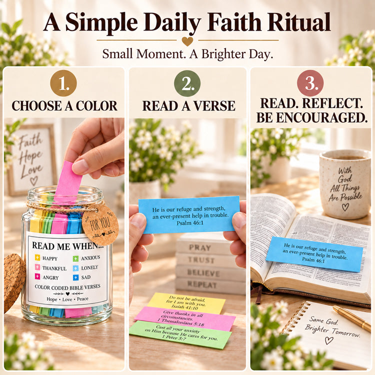 Read Me When Bible Verse Jar – 90 Color-Coded Scripture Cards for Every Emotion