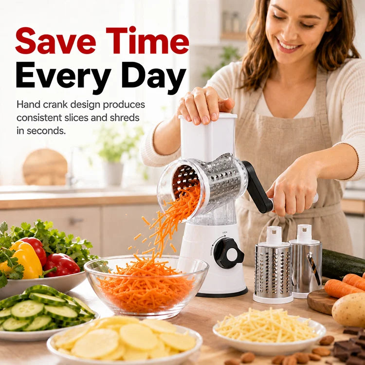 3-in-1 Rotary Vegetable Slicer – Prep Meals Up To 10X Faster