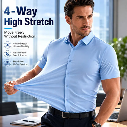 Men’s Ice Silk Stretch Short Sleeve Shirt