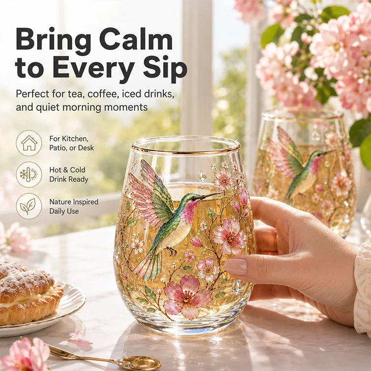 Hand-Painted Garden Glass Cup