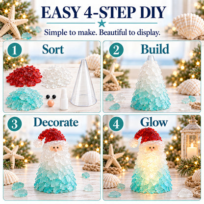 DIY Lighted Sea Glass Christmas Decor Kit – 7 Coastal Holiday Designs