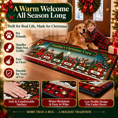 Personalized Christmas Family Train Runner Rug