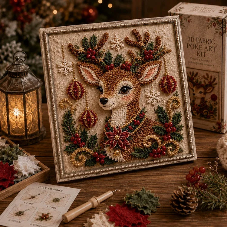 DIY Christmas Fabric Poke Art Kit – 3D Framed Holiday Craft