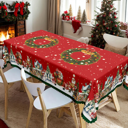 Waterproof Christmas Tablecloth – 3-Layer Stain & Scratch-Resistant Holiday Cover