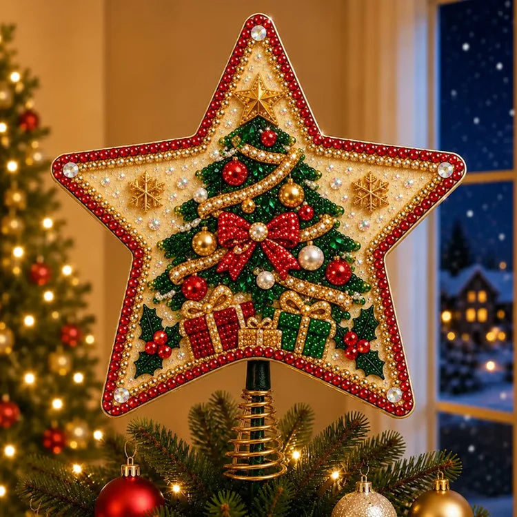 DIY Pearl & Diamond Art Christmas Tree Topper Kit – 8 Festive Designs