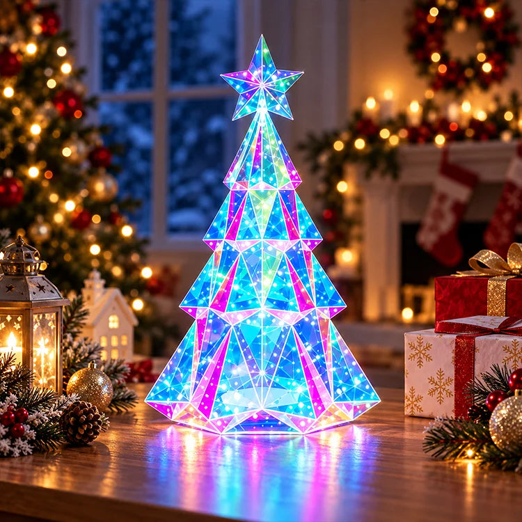 Holographic Christmas Tree & Snowman LED Decor