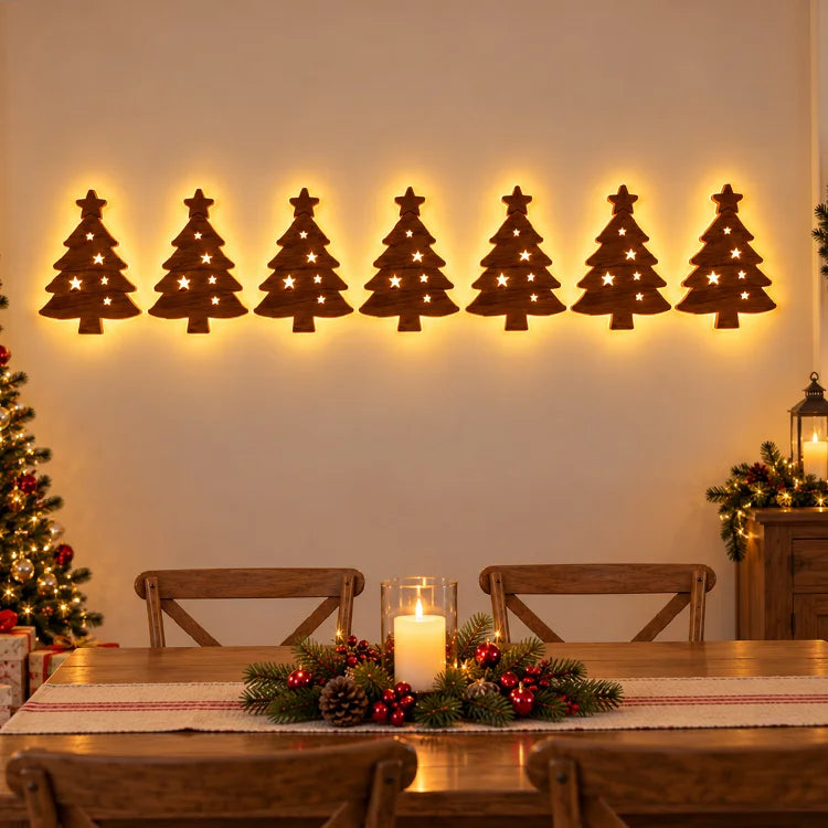 7-Piece LED Christmas Wall Decor Set – Warm-Light Holiday Silhouettes