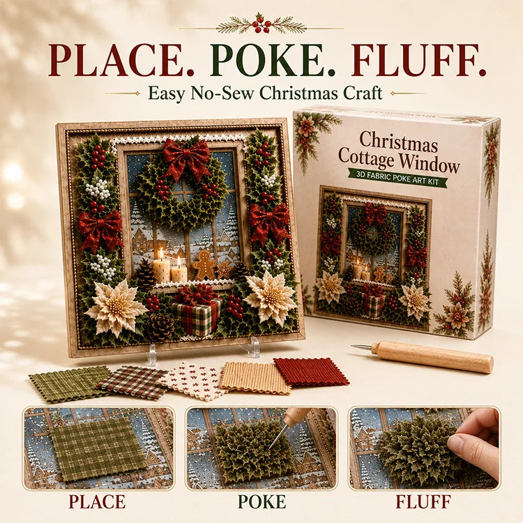 DIY Christmas Fabric Poke Art Kit – 3D Framed Holiday Craft