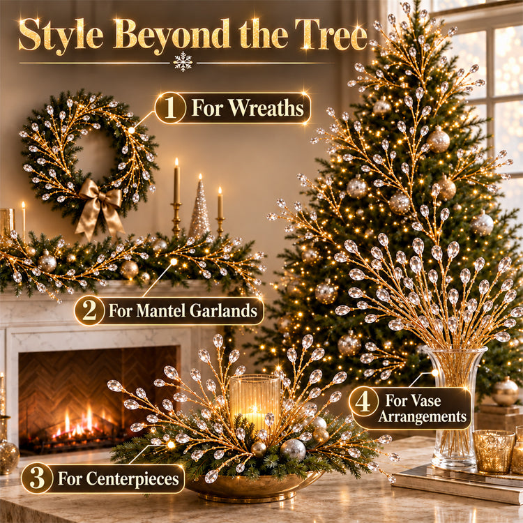 Crystal Christmas Tree Picks – Flexible Sparkling Holiday Branch Accents