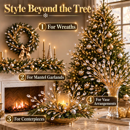 Crystal Christmas Tree Picks – Flexible Sparkling Holiday Branch Accents