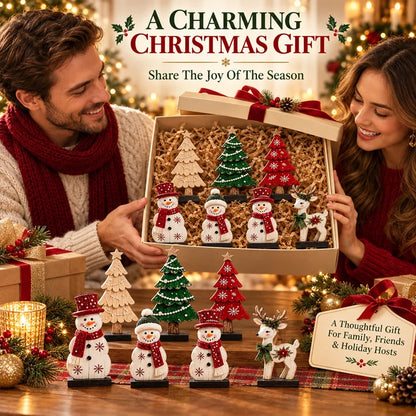 7-Piece Wooden Christmas Tabletop Decor Set