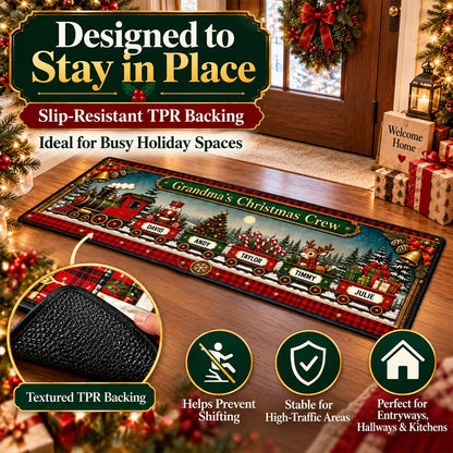 Personalized Christmas Family Train Runner Rug