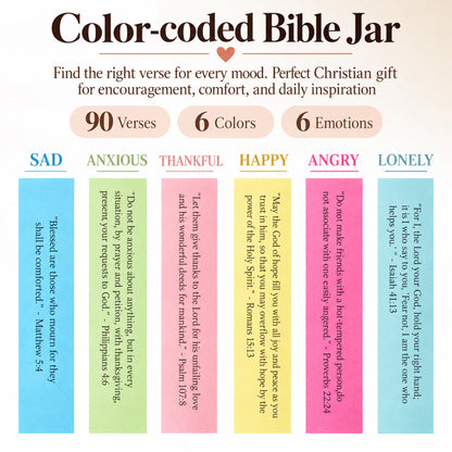 Read Me When Bible Verse Jar – 90 Color-Coded Scripture Cards for Every Emotion