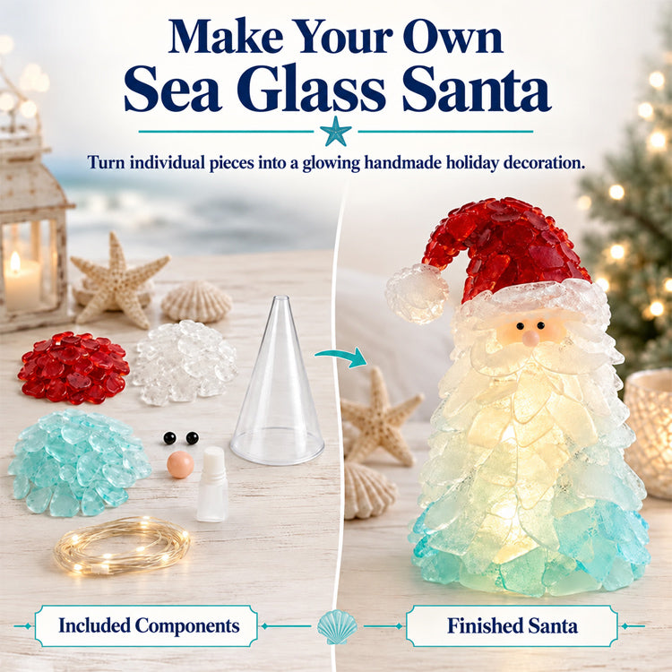 DIY Lighted Sea Glass Christmas Decor Kit – 7 Coastal Holiday Designs