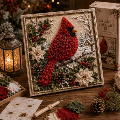DIY Christmas Fabric Poke Art Kit – 3D Framed Holiday Craft