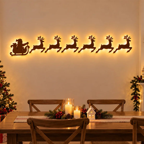 7-Piece LED Christmas Wall Decor Set – Warm-Light Holiday Silhouettes