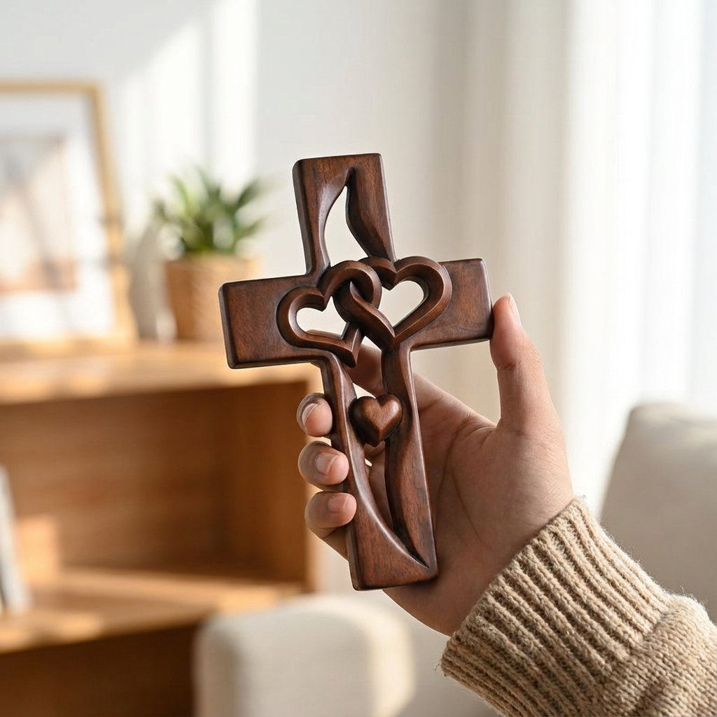 Intertwined Heart Cross Wall Décor