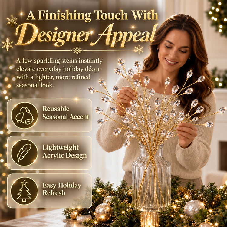 Crystal Christmas Tree Picks – Flexible Sparkling Holiday Branch Accents