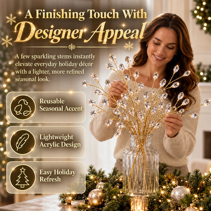 Crystal Christmas Tree Picks – Flexible Sparkling Holiday Branch Accents