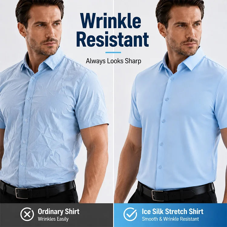 Men’s Ice Silk Stretch Short Sleeve Shirt