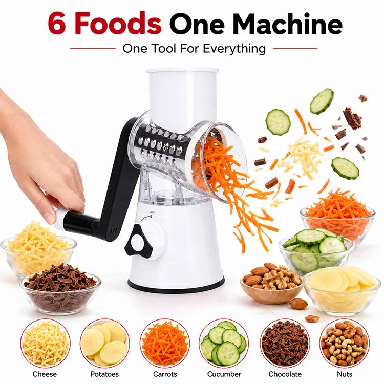 3-in-1 Rotary Vegetable Slicer – Prep Meals Up To 10X Faster