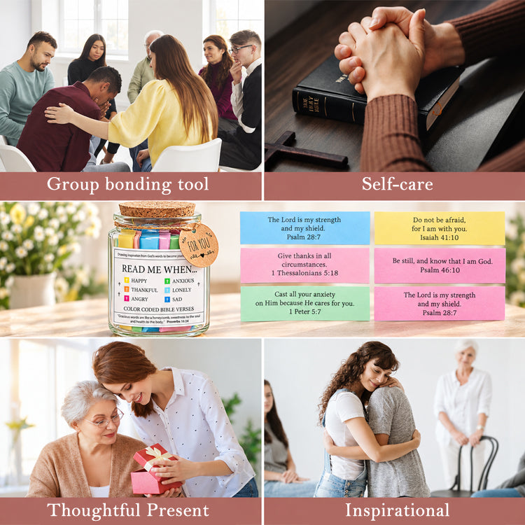 Read Me When Bible Verse Jar – 90 Color-Coded Scripture Cards for Every Emotion