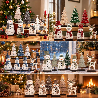 7-Piece Wooden Christmas Tabletop Decor Set
