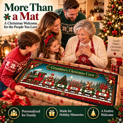 Personalized Christmas Family Train Runner Rug