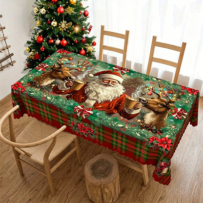Waterproof Christmas Tablecloth – 3-Layer Stain & Scratch-Resistant Holiday Cover