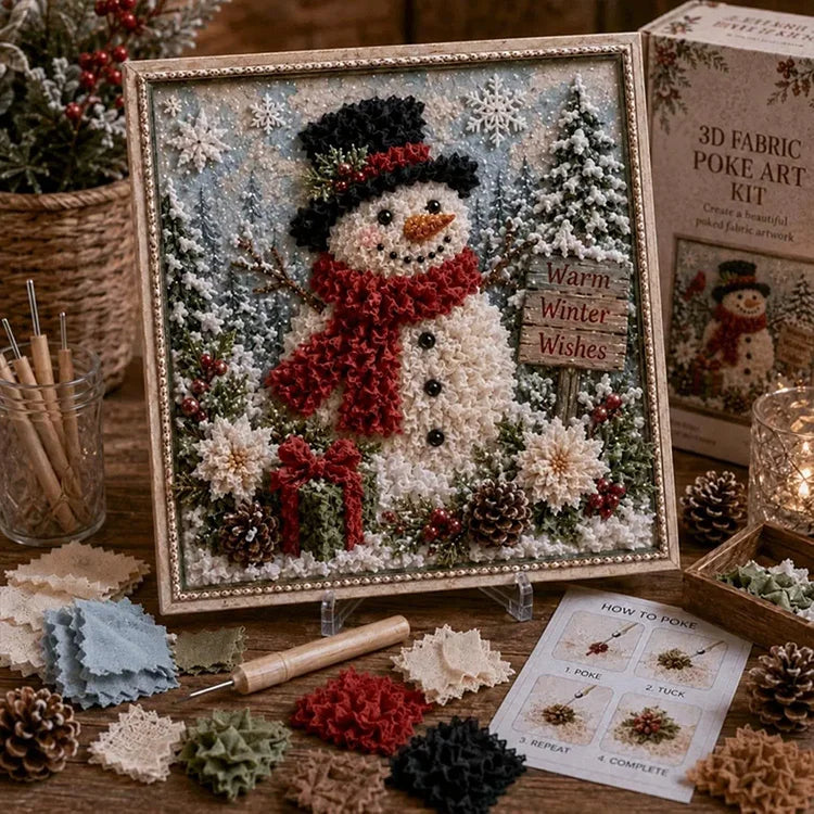 DIY Christmas Fabric Poke Art Kit – 3D Framed Holiday Craft